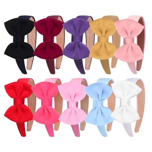 10 Pack Satin Bow Headbands for Women - Stylish Hair Accessories