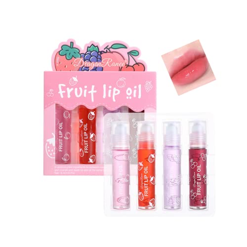 4-Pack Fruit-Flavored Lip Gloss Set - Moisturizing Roller Ball