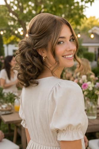 CAISHA 12" Wavy Braid Ponytail Extension - Heat-Resistant Light Brown