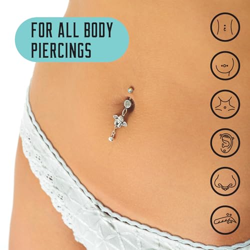 BASE LABORATORIES Piercing Aftercare Spray 4oz | Saline Spray for Piercings | Ear Piercing Cleaner Spray | Saline Solution for Piercings | Piercing & Keloid Bump Removal for Ears, Belly Nose Piercings