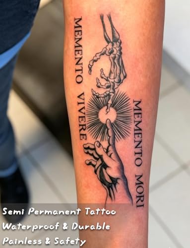 Actgan Large Gothic Memento Mori Semi-Permanent Tattoo - Realistic & Waterproof