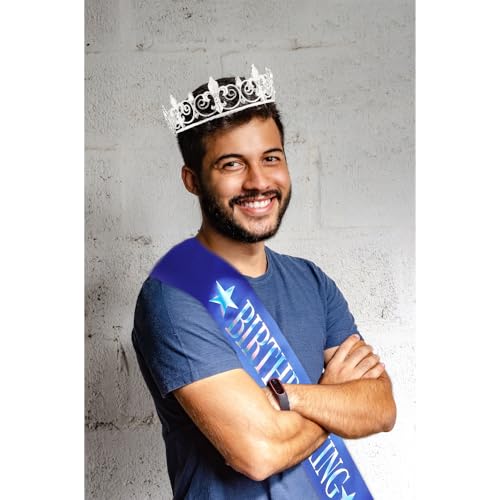 Birthday King Crown and Sash Set for Men - Party Decoration