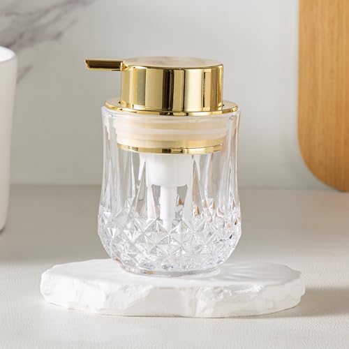 Enra Clear-Gold Foam Soap Dispenser with Elegant Diamond Pattern