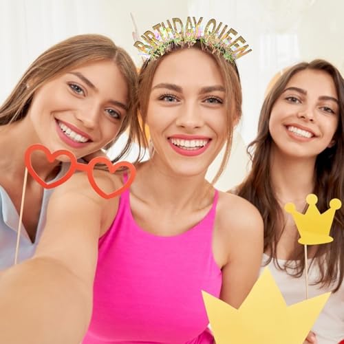 CIEHER Gold Queen Crown Birthday Headband for Women