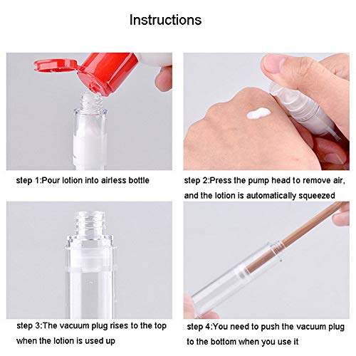 15 Pcs Clear Airless Lotion Pump Bottles - 10ml Travel Containers