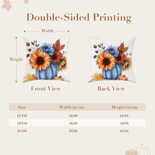 Velvet Fall Pillow Covers Set of 4 | Autumn Pumpkin Decor 18x18