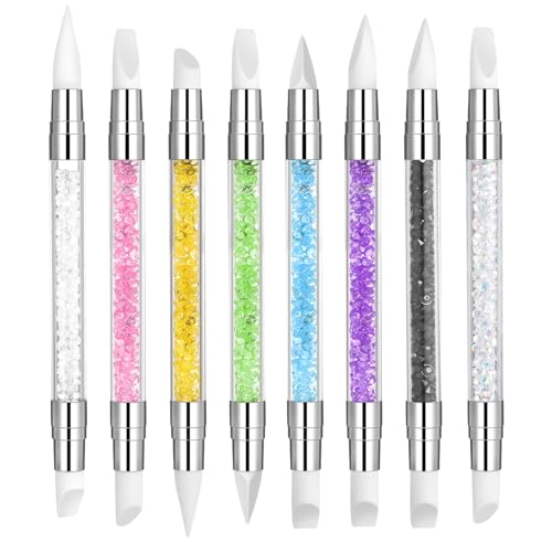 Oruola 8pcs Silicone Nail Art Tools Set - Dual Tipped Nail Brushes for Design & Shaping