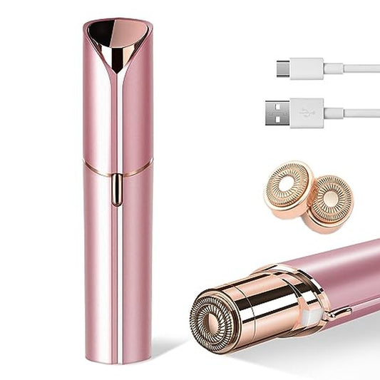 Flawless Facial Hair Removal for Women, Device, Remover Women Face, Finishing Touch Upper Lips, Chin & Cheeks, USB Rechargeable with LED LightIncluded Two Replacement Heads£¨Rose Gold£©