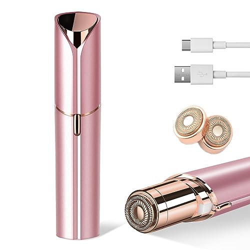 Claities Rose Gold Mini Facial Hair Remover for Women - Painless Electric Razor, Portable Bikini & Face Epilator, Light Pink