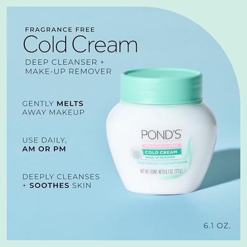 POND'S Fragrance-Free Cold Cream Cleanser - Moisturizing Makeup Remover, 6.1 oz (Pack of 2)
