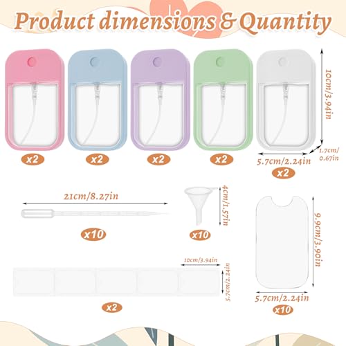 10 Pack Multicolor Sublimation Blanks 45ml Perfume Spray Bottles