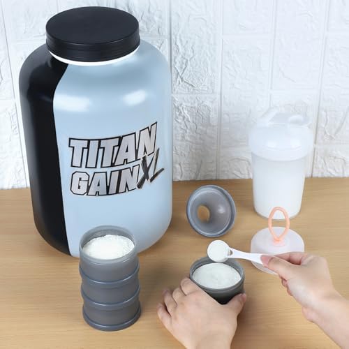 Accmor Stackable Protein Powder Container with Funnels - 4 Compartments for Travel & Fitness