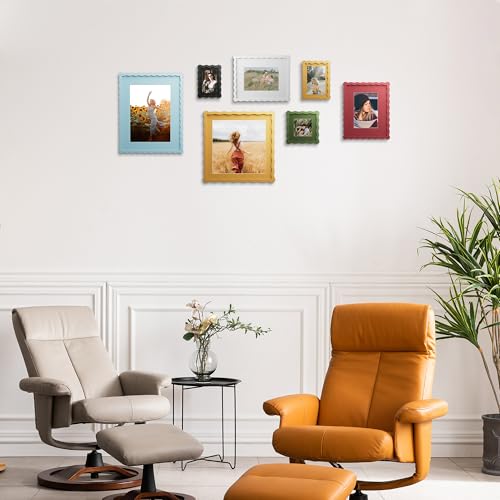 4x4 Wavy Edge Wooden Picture Frame with Mat for 3x3 Photos