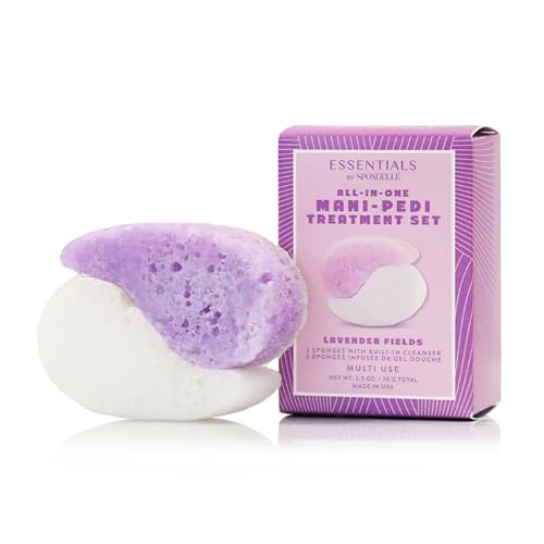 Spongellé Lavender Fields Mani-Pedi Buffer - Exfoliating Foot & Nail Scrub, Cruelty-Free Vegan, Made in USA
