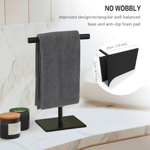 Stainless Steel Hand Towel Rack Stand - T-Shape Design, Black