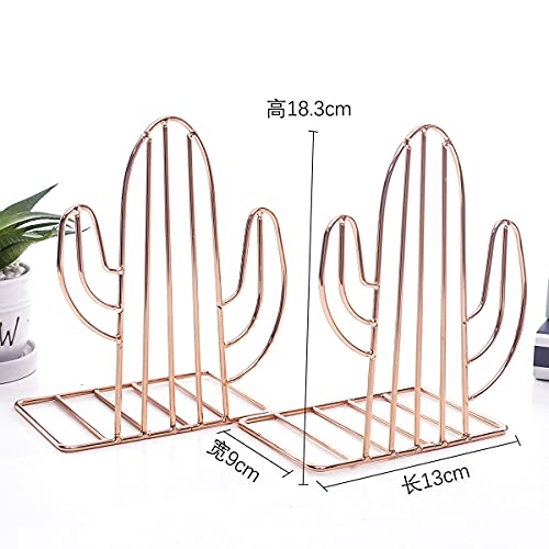 Cactus Bookends - Decorative Iron Shelf Organizers for Home & Office