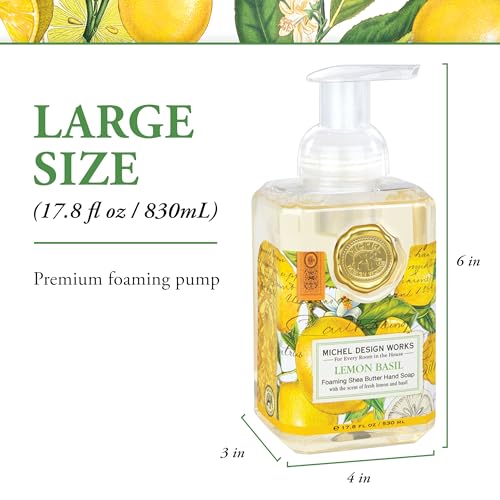Michel Design Works Lemon Basil Foaming Hand Soap 17.8 Fl oz - Luxurious Moisturizing Hand Wash