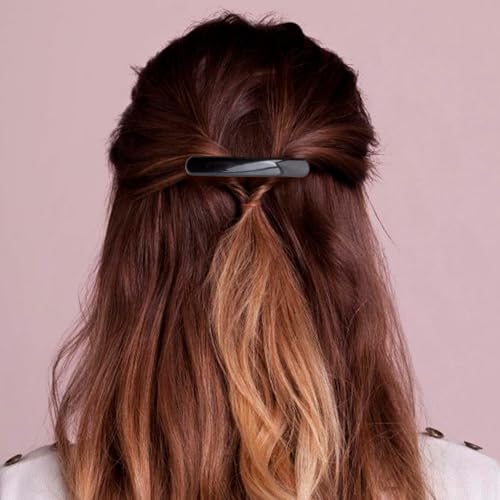 VARMDUKKE Black Oval French Hair Barrettes - Small, Non-Slip Hair Clips for Women, 2.48 Inch
