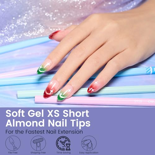 240Pcs Clear Almond Nail Tips – 12 Sizes Full Cover for DIY Salon