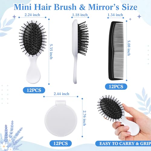 36-Piece Mini Hair Brush, Comb, and Compact Mirror Set - Travel Gift Kit