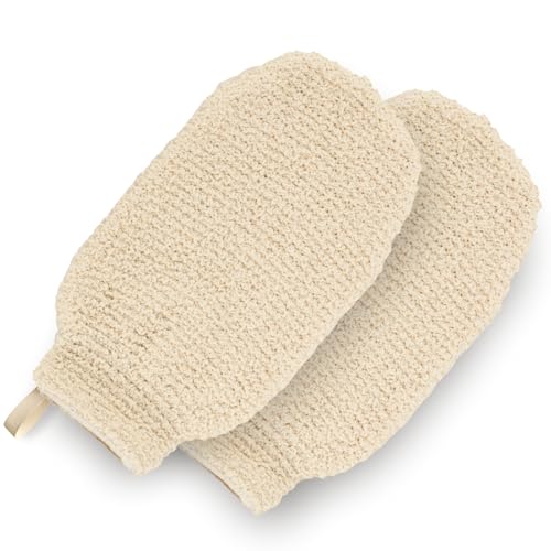 Natural Hemp Shower Mitts - Exfoliating Bath Gloves Set of 2