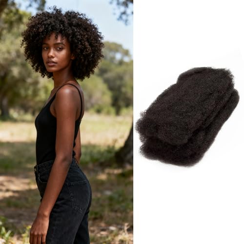 BestAphrohair 16 Inch Afro Kinky Bulk Human Hair - 2 Bundles, 4C Curly