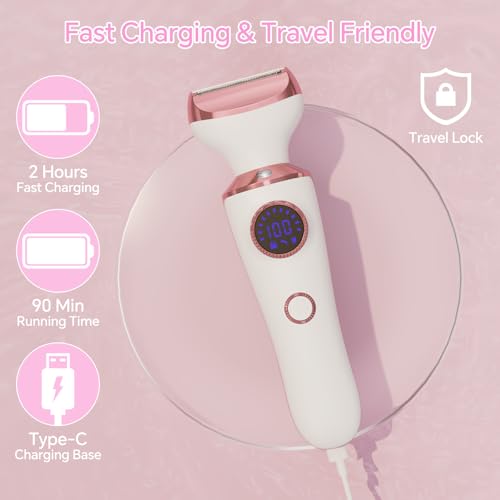 RUIBO Rose Gold Electric Razor for Women - 4-in-1 Trimmer & Shaver