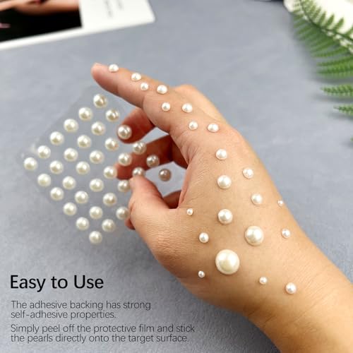 Self-Adhesive Pearl Stickers Set - 1982 Decorative Gems for Crafts & Makeup