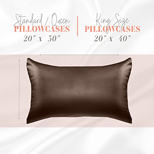 Elegant Comfort King Satin Pillowcase Set - 2-Piece, Chocolate Brown