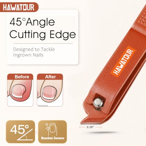 HAWATOUR 4-Piece Professional Nail Clipper Set - Terracotta Red
