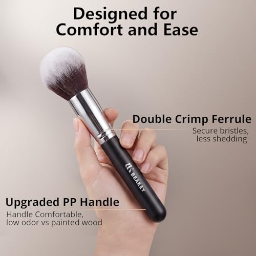 BEAKEY Makeup Brushes Set, Professional Foundation Eyeshadow Concealer Blush Powder Bronzer Applicator, 2 Blender Sponge with Beauty Paper Case