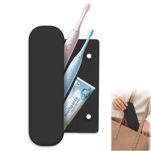 Hacole Black Silicone Travel Toothbrush Case Large Capacity, Waterproof & Secure
