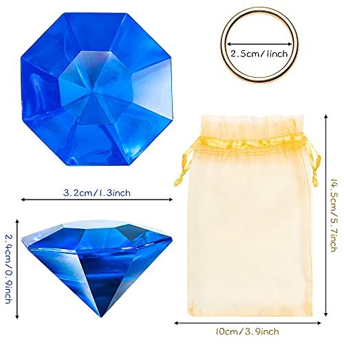 35-Piece Acrylic Diamond Gems & Gold Round Rings Set for Cake Decoration