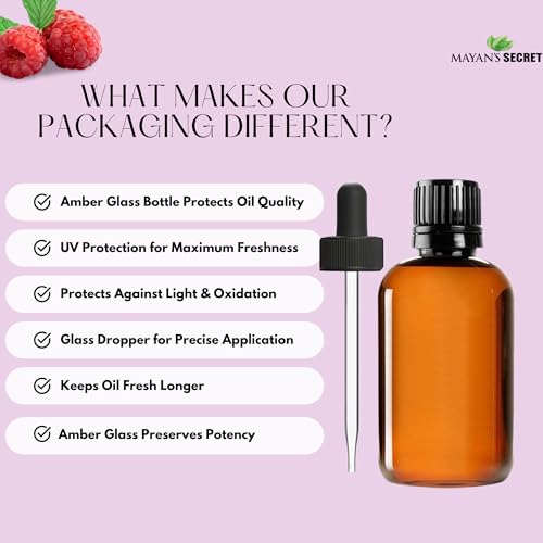 Mayan's Secret Red Raspberry Seed Oil 4 Fl Oz Cold Pressed Pure Natural Face & Body Moisturizer