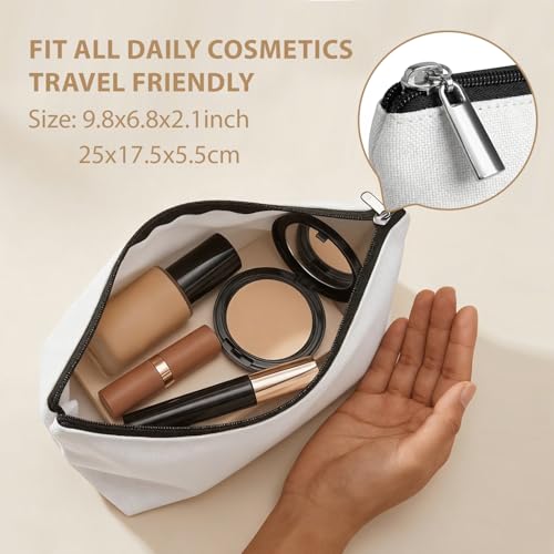 Compact Makeup Bag for Travel - Aesthetic Toiletry Pouch, 9.8x7 Inch