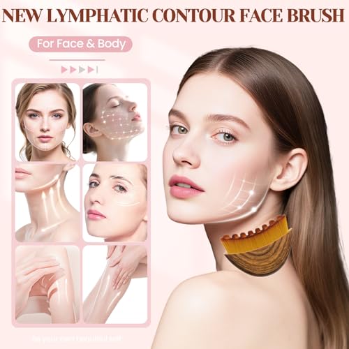 2 Pack Lymphatic Face Brush for Lymphatic Drainage & Skin Sculpting, Soft Bristles, Travel Case