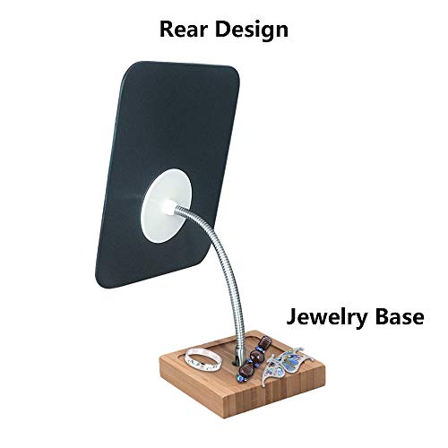 YEAKE Flexible Bamboo Vanity Makeup Mirror, 360° Rotating Desktop Mirror