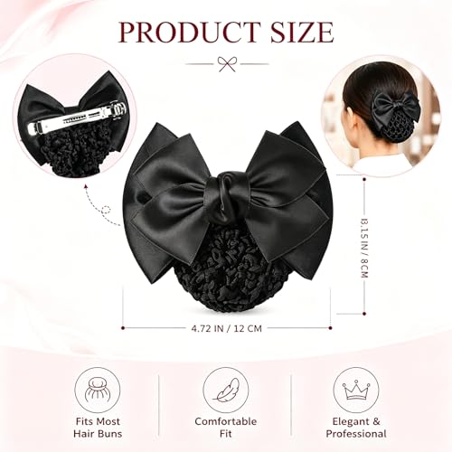TXIN 9-Piece Black Satin Bow Barrette Clip Set for Women