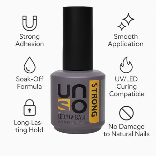 UNOgel Strong Base Coat 15ml - Long-Lasting Nail Primer & Strengthener