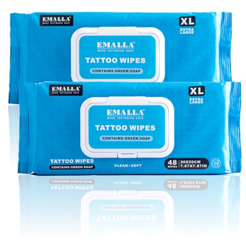 Yuelong Green Soap Tattoo Wipes XL 96 Count - Instant Ink Residue Removal & Aftercare