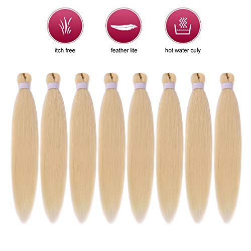 26 Inch Pre-Stretched Braiding Hair - 8 Packs Synthetic Yaki Blonde #613