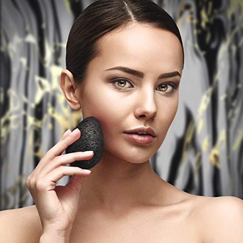 By MILLY Black Konjac Facial Sponge with Activated Bamboo Charcoal - Reusable, Gentle Exfoliating Face Cleanser, Variation 1