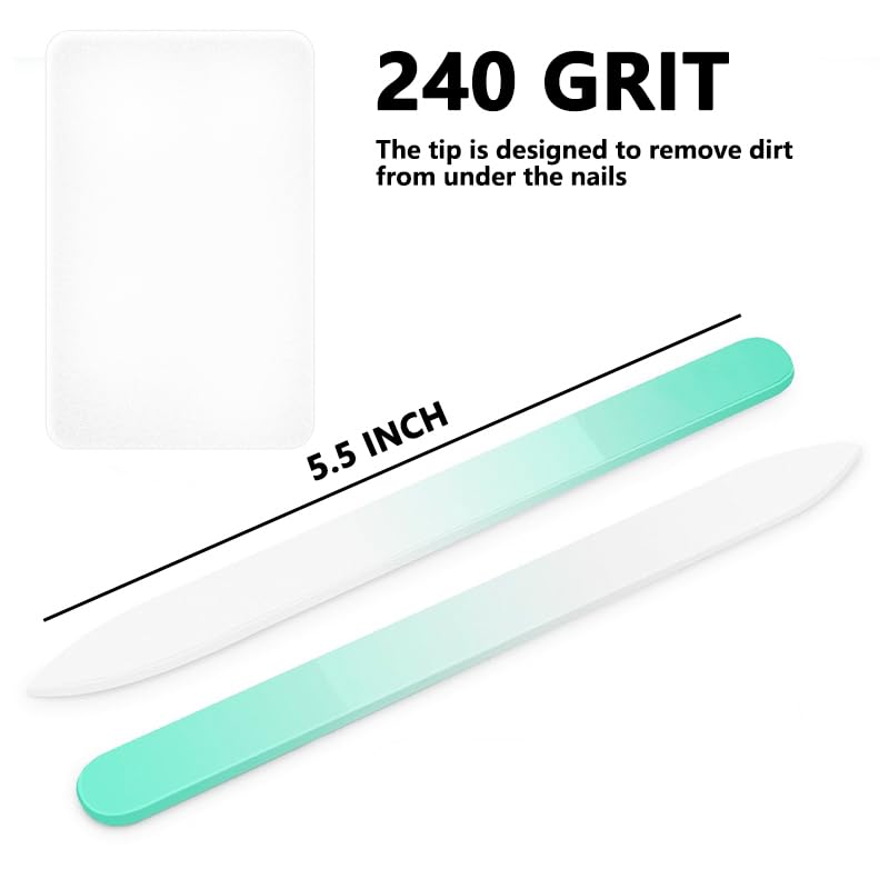 Glass Nail File Set - 3 Pack with Cases for Natural Nails