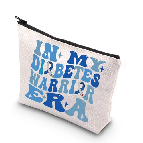 Diabetes Warrior Makeup Bag - Canvas Cosmetic Pouch Travel Organizer
