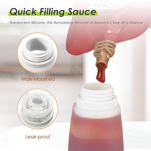 Leak-Proof Silicone Squeeze Bottles for Sauces - 4 Pack (4 oz)