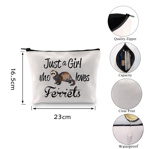 Ferret Lover Cosmetic Bag - Cute Canvas Makeup Zipper Pouch for Travel