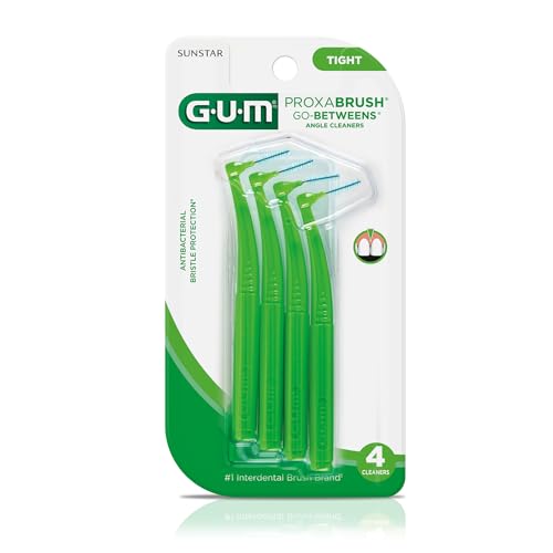 GUM Proxabrush Angled Interdental Brushes - 4 Pack for Deep Cleaning
