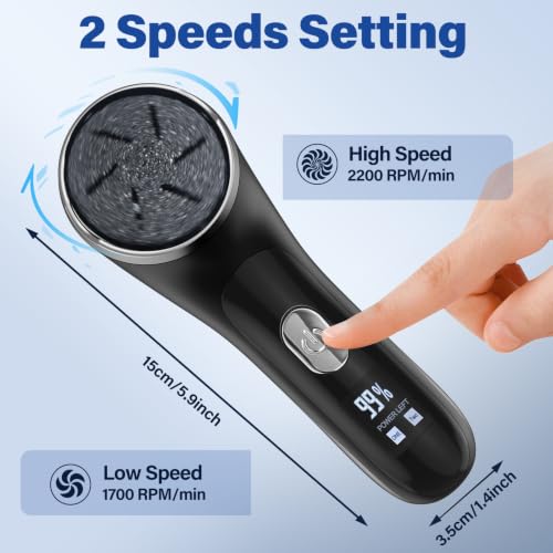 Wolady Rechargeable Electric Foot Callus Remover - Silver-Black, 2 Speed with Vacuum & 3 Roller Heads