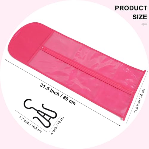 AIFIHIYI 31.5 Inch Extra Long Pink Wig Storage Bags Set of 3 with Hangers