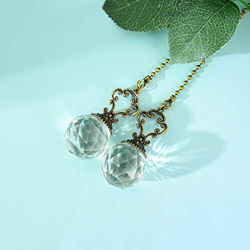 Set of 2 Vintage Crystal Prism Fan Pull Chains for Ceiling Fans
